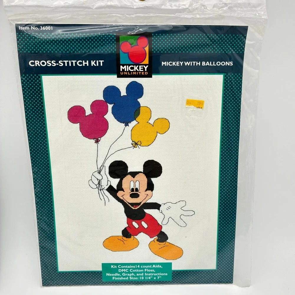 Disney Mickey Unlimited Cross Stitch Kit Lot of 3 Balloons Cruisin 2 New 1 Open